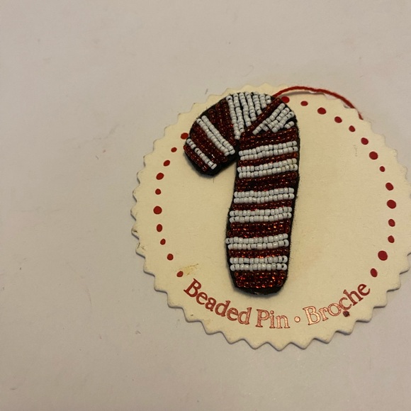 Hallmark Beaded Candy Cane Pin by Artist Cindy Pawlyshn New on Card GR8 Gift - Picture 10 of 15